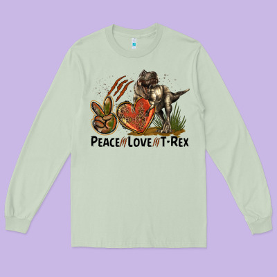 Peace Love T Rex Long Sleeve Tee Designed By Lillyallendesigns
