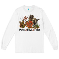 White Peace Love T Rex Long Sleeve Tee - LillyAllenDesigns