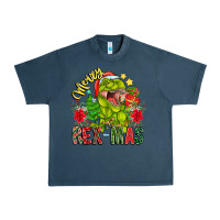 Midnight Navy Merry Rexmas Urban Heavy Tee - CowhideDigitalArt