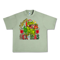 Oil Green Merry Rexmas Urban Heavy Tee - CowhideDigitalArt