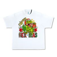 White Merry Rexmas Urban Heavy Tee - CowhideDigitalArt