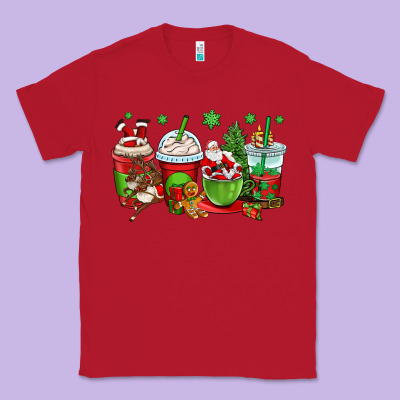 Christmas Santa Claus Coffee Cups Classic Tee Designed By Oliviacreatesart