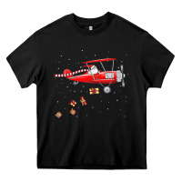 Black christmas santa claus pilot flying airplane gift tee Heavy Core Tee - linhVisuals