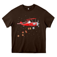 Chocolate Brown christmas santa claus pilot flying airplane gift tee Heavy Core Tee - linhVisuals