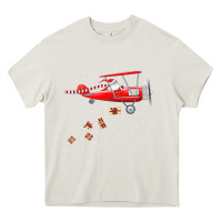 Cream christmas santa claus pilot flying airplane gift tee Heavy Core Tee - linhVisuals