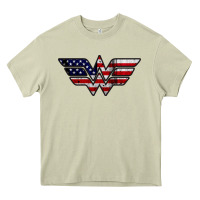 Mossy Wonder woman american flag Heavy Core Tee - linhVisuals