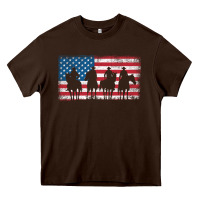 Chocolate Brown cowboy patriotic american flag 4th of july gift tee Heavy Core Tee - linhVisuals