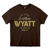 Chocolate Brown The Legend Wyatt Funny Personalized Name Heavy Core Tee - linhVisuals