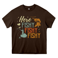 Chocolate Brown here fishy fishy fishy fishing lovers gifts Heavy Core Tee - linhVisuals