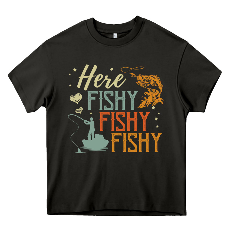 Here Fishy Fishy Fishy Fishing Lovers Gifts Heavy Core Tee by linhVisuals | Teevron