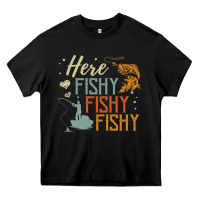Black here fishy fishy fishy fishing lovers gifts Heavy Core Tee - linhVisuals