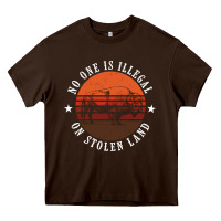 Chocolate Brown no one is illegal on stolen land 4th of july bison Heavy Core Tee - linhVisuals