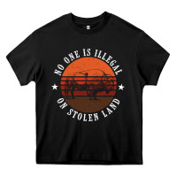 No One Is Illegal On Stolen Land 4th Of July Bison Heavy Core Tee | Teevron