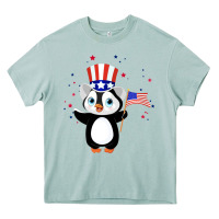 Arona penguin american 4th of july penguin american flag Heavy Core Tee - linhVisuals
