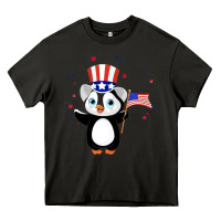 Asphalt penguin american 4th of july penguin american flag Heavy Core Tee - linhVisuals