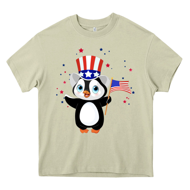Penguin American 4th Of July Penguin American Flag Heavy Core Tee by linhVisuals | Teevron