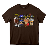 Chocolate Brown Police Coffee Cups Heavy Core Tee - FaDigitalArtStudio