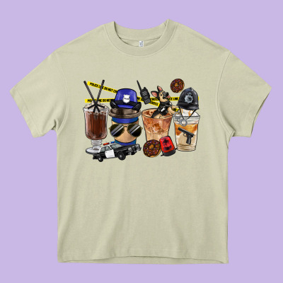 Police Coffee Cups Heavy Core Tee Designed By Fadigitalartstudio
