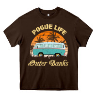Chocolate Brown pogue life outer banks retro vintage sunny Heavy Core Tee - linhVisuals