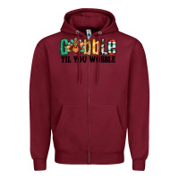 Burgundy gobble til you wobble thanksgiving turkey Zipper Hoodie - Jasminsmagicworld
