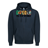 Navy gobble til you wobble thanksgiving turkey Zipper Hoodie - Jasminsmagicworld