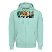 Seafoam gobble til you wobble thanksgiving turkey Zipper Hoodie - Jasminsmagicworld