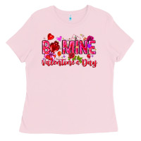 Bubblegum Pink Be Mine Valentines Day Ladies Tee - CowhideDigitalArt