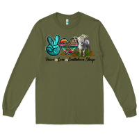 Army Green Peace Love Southdown Sheep Long Sleeve Tee - LillyAllenDesigns