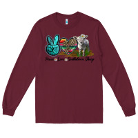 Burgundy Peace Love Southdown Sheep Long Sleeve Tee - LillyAllenDesigns