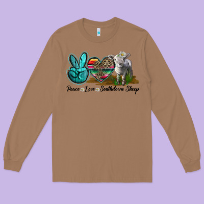 Peace Love Southdown Sheep Long Sleeve Tee Designed By Lillyallendesigns