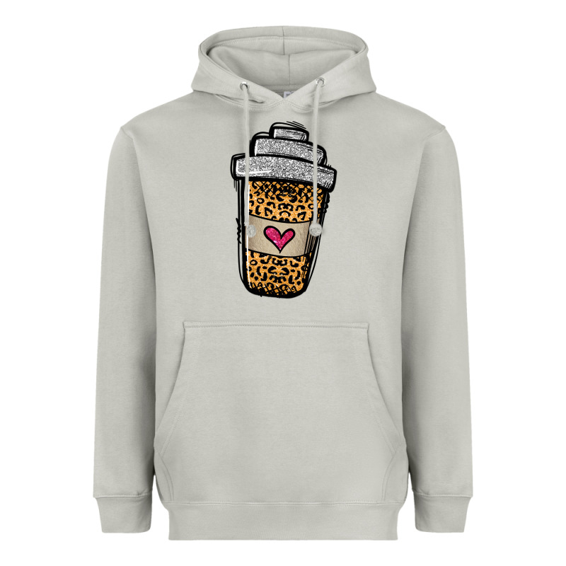 Leopard Glitter Coffee Cup Heavyweight Hoodie by Jasminsmagicworld | Teevron
