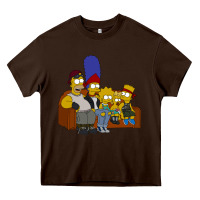 Chocolate Brown simpson family Heavy Core Tee - linhVisuals