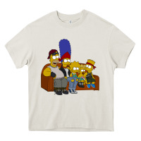 Cream simpson family Heavy Core Tee - linhVisuals