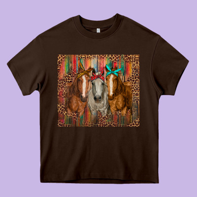 Western Horses With Bandanas Heavy Core Tee Designed By Ranaportraitstore