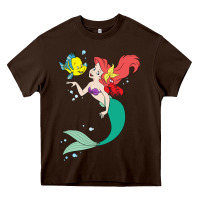 Chocolate Brown ariel mermaid Heavy Core Tee - linhVisuals