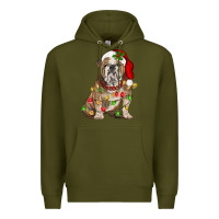 Army Green Christmas english bulldog Premium Hoodie - BarkalooDesign