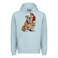 Blue Mist Christmas english bulldog Premium Hoodie - BarkalooDesign