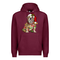 Burgundy Christmas english bulldog Premium Hoodie - BarkalooDesign