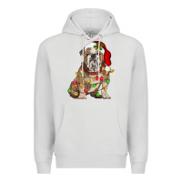 Dove Grey Christmas english bulldog Premium Hoodie - BarkalooDesign