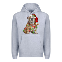 Heather Grey Christmas english bulldog Premium Hoodie - BarkalooDesign