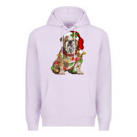 Lilac Christmas english bulldog Premium Hoodie - BarkalooDesign
