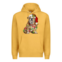 Mustard Christmas english bulldog Premium Hoodie - BarkalooDesign