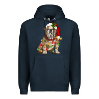 Navy Christmas english bulldog Premium Hoodie - BarkalooDesign
