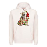 Pale Pink Christmas english bulldog Premium Hoodie - BarkalooDesign