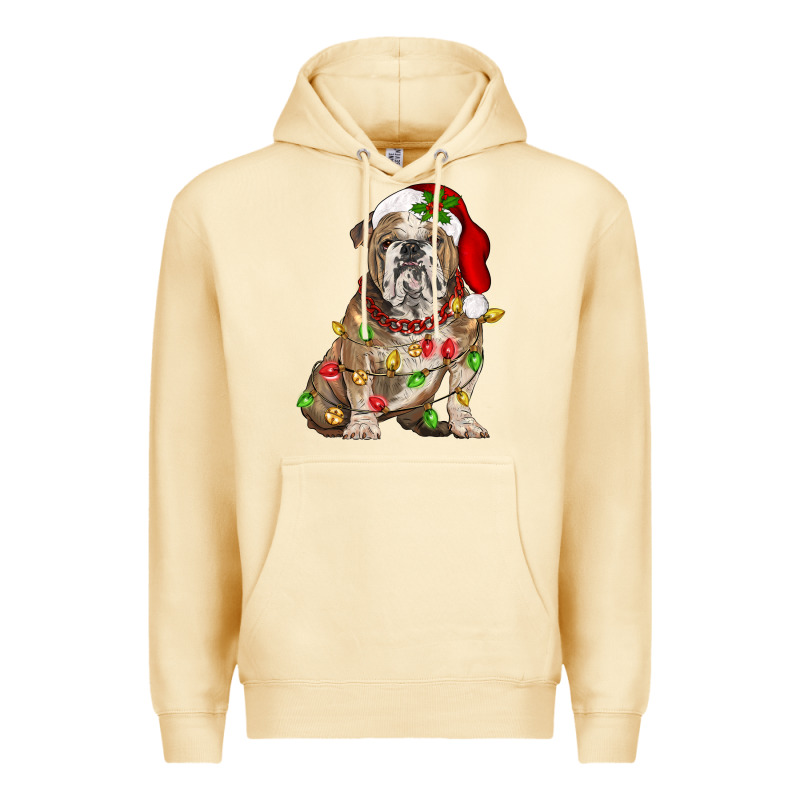 Christmas English Bulldog Premium Hoodie by BarkalooDesign | Teevron