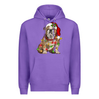 Purple Christmas english bulldog Premium Hoodie - BarkalooDesign