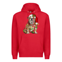 Red Christmas english bulldog Premium Hoodie - BarkalooDesign
