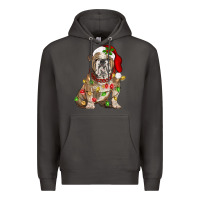Smoke Christmas english bulldog Premium Hoodie - BarkalooDesign