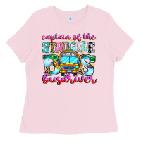 Bubblegum Pink captain of the struggle bus bus Ladies Tee - CowhideDigitalArt