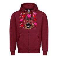 Burgundy valentine's german shepherd Zipper Hoodie - RanaPortraitStore